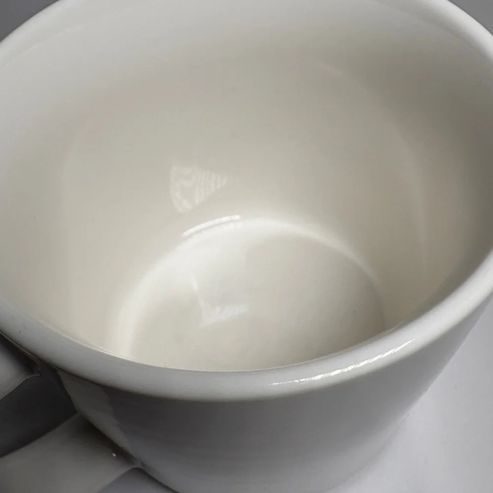 Williams Sonoma White Gold Art Deco Monogrammed “L” Initial Coffee Tea Mug Cup